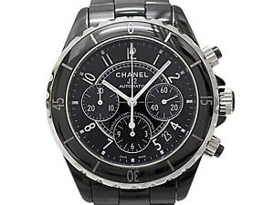 Authentic CHANEL J12 Chronograph 41 mm Watch Stainless Steel Ceramic H0940