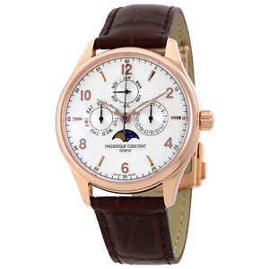Frederique Constant FC-365RM5B4 Runabout Silver Dial Brown Leather Watch NWT BOX