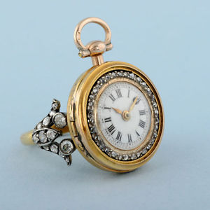 Gold and Diamond Set Ring Watch (Smallest Known Fusee  Watch)