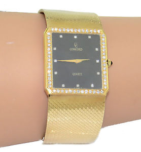 18K SOLID Yellow Gold  DIAMOND Bezel & Markers Concord Men's Watch JUST SERVICED