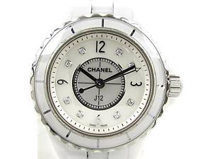 Authentic CHANEL J12 8P Diamond Watch Stainless Steel Ceramic Women H2570