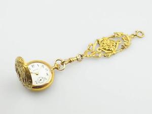 Invicta Savonnette Pendant Hunter Chatelaine Diamonds Set Solid 18k Pocket Watch