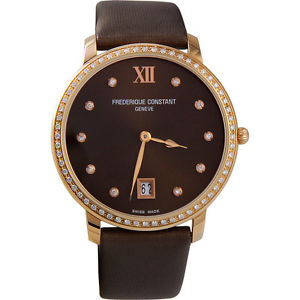 Frederique Constant Slim Line Brown Dial Rose Goldtone Ladies Watch FC-220C4SD34