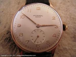 Huge 18K Rose Gold Universal Geneve Beauty, Manual, Gents (297)