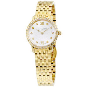 Frederique Constant Slimline Silver Dial Gold Tone Ladies Watch FC200WHDSD5B