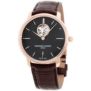 Frederique Constant Slimline Black Dial Leather Strap Men's Watch FC312G4S4