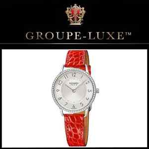HERMES of PARIS | Geranium Smooth Alligator Strap Watch | GROUPE-LUXE™