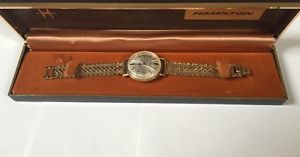 Vintage Hamilton Masterpiece 14K gold watch with 14k Band In Original Box.