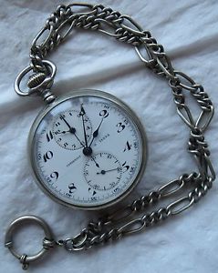 Contetout Rare Chronograph Pocket watch open face 51 mm. in diameter