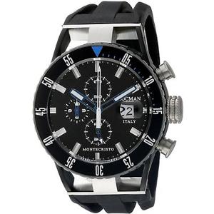 LOCMAN MEN'S 44MM BLACK RUBBER BAND STEEL CASE QUARTZ WATCH 0512KNKBBKNKSIK