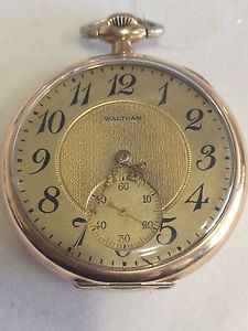 WALTHAM ANTIQUE POCKET WATCH GOLD PLATED