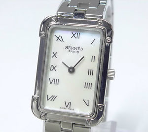 Pre-Owned HERMES Croix Jules Quartz White Shell Dial Women's Watch CR2.210, ML