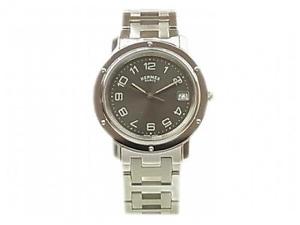 Pre-Owned HERMES Clipper Quartz SS Gray Dial Men's Wristwatch CL6.710, ML