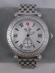 Michele Silver Diamond Caber Ladies Watch MWW16A000001 Box Refurbished NWT