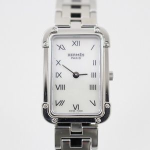 Pre-Owned HERMES Croix Jules Quartz White Shell Dial Women's Watch CR2.210, ML