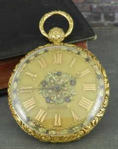 Antique 18K Yellow Gold Boubon A Paris Open Face Pocket Watch
