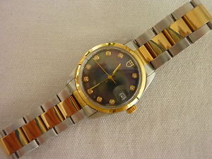 TUDOR -prince- oysterdate- acier -or-diamants...35mm