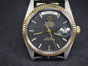 VINTAGE 14K GOLD BEZEL TUDOR OYSTER PRINCE 2834-1 SWISS DAY DTAE AUTO MENS WATCH