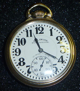 1930 Illinois BUNN SPECIAL 10K GF 163 23J 60hr RailRoad Pocket Watch Excellent!