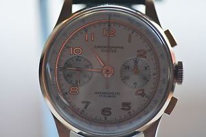 Beautiful 1940's NOS Vintage Chronographe Suisse - 18kt Pink Gold Chronograph