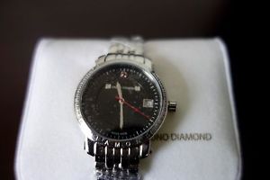Womens Authentic Diamond Chrono Diamond Nesta Stahl Schwarz Red Stone Watch