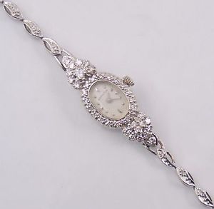 Beautiful Vintage Hamilton 14K White Gold Diamond Ladies Quartz Watch 1.25cttw