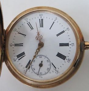 Antique 14K Gold Ancre Ligne Droit Swiss Pocket Watch Ote Boutte