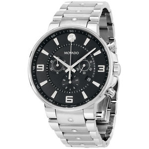 Movado Men's 0606759 SE Pilot Stainless Steel Bracelet Black Chrono Dial Watch
