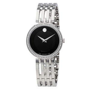 Movado 0607052 Esperanza Matte Black Stainless Steel Ladies Watch NWT BOX  PAPER