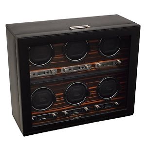 WOLF 459256 Roadster Six Piece Watch Winder with Cover Black