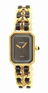 Freeship Exc Japan watch Chanel Premiere L size Black Dial Gold-plated Ladies QZ