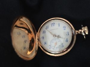 ELGIN 14K Multicolored Dial Ladies Pocket Watch Size O