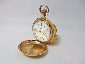 HEAVY 18k Hunter A. Huguenin and Sons 55mm quarter repeater high grade swiss