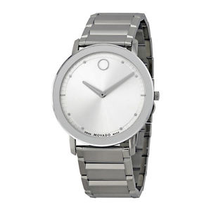 Movado 0606881 Sapphire Silver Dial Steel Bracelet Men's Watch NWT BOX & PAPER