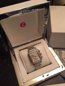 Michele Deco Women's Watch MW06A01 Diamond Bezel Chronograph Box W EVERYTHING
