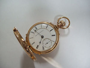 Beautiful 14K Solid Gold Box Hinge 18s Elgin " B W Raymond " Hunter Pocket Watch