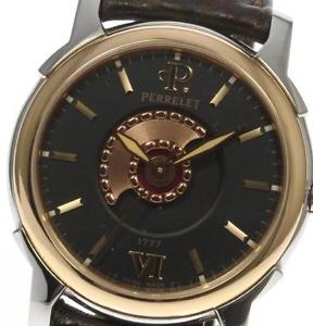 Free Shipping Pre-owned PERRELET Double Rotor SS / PG Limited 555 Men's AT Watch