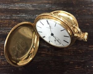 RARE ANTIQUE ALPHONSE MATILE 18K GOLD SWISS POCKET WATCH GENEVA DOUBLE HUNTER