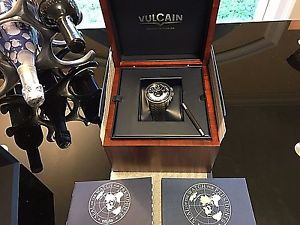 Vulcain Men's 161925.163CF 'Aviator' Silver Dial Black Leather Strap GMT X-Treme