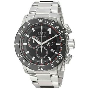 Edox Men's 'Chronoffshore-1' Swiss Quartz Stainless Steel Diving Watch, Color:Si