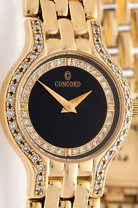 Estate $7000 1ct VS G Diamond CONCORD Ladies 14k Yellow Gold Dress Watch 41g