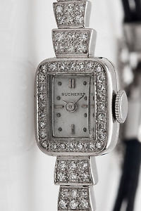 Vintage BUCHERER $5000 1.25ct VS G Diamond Platinum Ladies Dress Watch