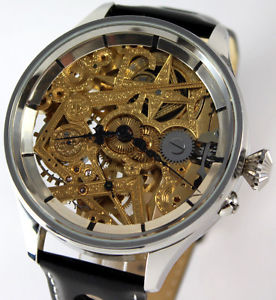 Unique SYSTEME GLASHÜTTE SKELETON / Freemason Style Jumbo ARMBANDUHR ca.1910