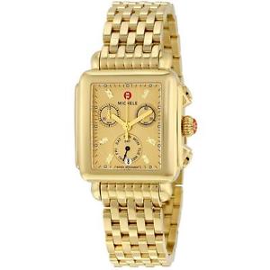 MICHELE WOMEN'S GOLD TONE STEEL BRACELET & CASE QUARTZ WATCH MWW06P000244