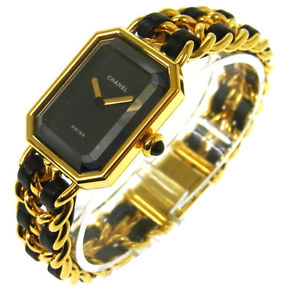 Authentic CHANEL Vintage Premiere Wristwatch Gold Quartz Swiss Made #L V13649