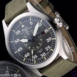 Genuine Ball Engineer Master II Aviator Grey NM1080C-N5J-GY green canvas strap