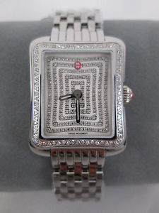 NEW Michele Deco Moderne II PAVE Diamond Dial Stainless Steel Watch MWW06Y000023