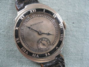 Vintage MENS WRISTWATCH Hamilton 979 FANCY Solid 14K Gold Case