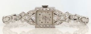 VINTAGE 14K WHITE GOLD HAND-WINDING HAMILTON WATCH WITH 1.00 CTW DIAMONDS! #P95