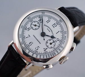 VINTAGE EBERHARD CHRONOGRAPH 14 CALIBER FANCY SILVER CASE HINGED LID LTD EDITION
